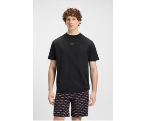 Pyjamaoberteil HUGO UNDERWEAR "SPLIT LOGO", Herren, Gr. L, schwarz (schwarz 001), Jersey, Obermaterial: 100% Baumwolle, relaxed fit, Rundhals, Shirts, mit zweifarbigen Logo (91147159-L) schwarz 001