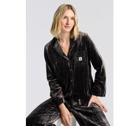 Pyjamaoberteil HUGO UNDERWEAR "Velvet", Damen, Gr. L, charcoal 010, Obermaterial: 75% Viskose, 25% Polyamid, relaxed fit, Shirts, Schlafshirt, relaxed fit, leicht glänzende Struktur (31349140-L) charc