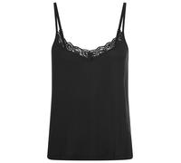 Pyjamaoberteil LASCANA, Damen, Gr. 36/38, blau (schwarz), Single Jersey, Obermaterial: 100% Viskose, unifarben, hüftlang, tiefer V-Ausschnitt, Shirts, mit Spitze am V-Ausschnitt (39521451-36) schwarz