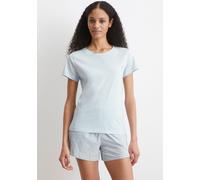 Pyjamaoberteil MARC O'POLO "Mix & Match Cotton", Damen, Gr. L, blau (ice blau), Obermaterial: 100% Baumwolle, unifarben, Basic normal, Rundhals, Shirts, Kurzarm, Rundhalsausschnitt, Baumwolle (3869631