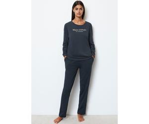 Pyjamaoberteil MARC O'POLO "Mix & Match Cotton", Damen, Gr. S, blau, Single Jersey, Obermaterial: 100% Baumwolle, unifarben, regular fit hüftlang, Rundhals, Shirts, Rundhalsausschnitt, Single Jersey,