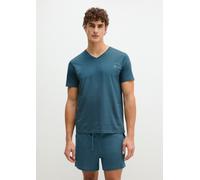 Pyjamaoberteil MARC O'POLO "Mix N Match Cotton", Herren, Gr. XL (58), orion blau, Single Jersey, Obermaterial: 100% Baumwolle, bequem hüftlang, V-Ausschnitt, Shirts, mit V-Neck und kurzem Arm (9369064