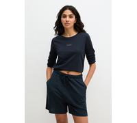 Pyjamaoberteil MARC O'POLO "Mix N Match Cotton Top LS", Damen, Gr. XL, schwarz navy, Jersey, Obermaterial: 100% Baumwolle, Basic hüftbedeckend, Rundhals, Shirts, mit Rundhalsausschnitt und langen Ärme