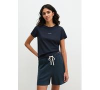 Pyjamaoberteil MARC O'POLO "Mix N Match Cotton Top SS", Damen, Gr. S, schwarz navy, Jersey, Obermaterial: 100% Baumwolle, Basic hüftlang, Rundhals, Shirts Pyjamaoberteil, mit Rundhalsausschnitt und ku