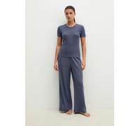 Pyjamaoberteil MARC O'POLO "Mix'n Match Airy Cotton Rib", Damen, Gr. S, blau (blaugrau), Jersey, Obermaterial: 98% Baumwolle, 2% Elasthan, hüftbedeckend, Rundhals, Shirts (97928660-S) blaugrau