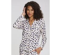 Pyjamaoberteil S.OLIVER, Damen, Gr. 32/34, rosa, gemustert, Single Jersey, Obermaterial: 50% Baumwolle, 50% Viskose, gemustert, Basic lang, V-Ausschnitt, Shirts, mit schönem Alloverdruck (85522066-32)