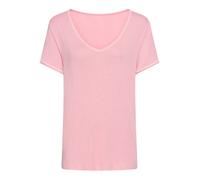 Pyjamaoberteil S.OLIVER, Damen, Gr. 36/38, rosa, Single Jersey, Obermaterial: 100% Viskose, unifarben mit Farbeinsatz, Basic hüftlang, V-Ausschnitt, eingesetzt, Shirts, mit kleiner Kontrast-Paspel (33