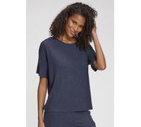 Pyjamaoberteil S.OLIVER, Damen, Gr. 40/42, dunkelblau, meliert, Rippware, Obermaterial: 92% Viskose, 8% Elasthan, meliert, lässig geschnitten, Rundhals, Shirts, Aus weicher Rippqualität (71006010-40) 