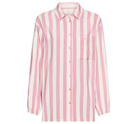 Pyjamaoberteil S.OLIVER, Damen, Gr. 40, rosa (mauve gestreift), Web, Obermaterial: 100% Viskose, gestreift, hüftlang, V-Ausschnitt, elastischer Bund mit innenliegendem Gummizug, Shirts, mit breiten St