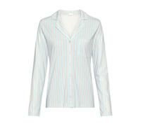 Pyjamaoberteil S.OLIVER, Damen, Gr. 44/46, blau, rosa gestreift, Single Jersey, Obermaterial: 50% Baumwolle, 50% Viskose, gestreift, mehrfarbig, bequem hüftlang, V-Ausschnitt, eingesetzt abgesteppte K