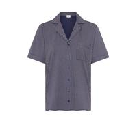 Pyjamaoberteil S.OLIVER, Damen, Gr. 44/46, dunkelblau, Single Jersey, Obermaterial: 50% Baumwolle, 50% Viskose, gestreift, loose fit hüftlang, V-Ausschnitt, eingesetzt Manschette, Shirts, mit aufgeset