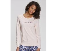 Pyjamaoberteil S.OLIVER, Damen, Gr. 48/50, rosa, Single Jersey, Obermaterial: 50% Baumwolle, 50% Viskose, bedruckt, unifarben, Basic lang, Rundhals, Shirts, Mit kleinem Frontprint (87196921-48) rosa