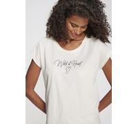 Pyjamaoberteil VIVANCE DREAMS, Damen, Gr. 40/42, weiß, Single Jersey, Obermaterial: 100% Baumwolle, unifarben, Basic, Basic hüftlang, Rundhals, angeschnitten, Shirts, mit Herzprint (29802002-40) weiß