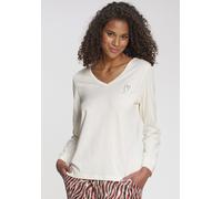 Pyjamaoberteil VIVANCE DREAMS, Damen, Gr. 40/42, weiß, Single Jersey, Obermaterial: 100% Baumwolle, unifarben, Basic, Basic hüftlang, V-Ausschnitt, eingesetzt angesetztes Bündchen, Shirts, mit kleinem