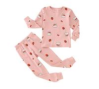 Pyjamas für Mädchen - Baumwoll Nachthemd Mädchen Baby Mädchen Satin Kurzarm Set Erdbeer Print Shorts Schlafanzug Kurz Pyjama Set Baby Girl Schlafanzüge Langarm Prinzessin Baby Loungewear Set