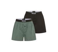 Pyjamashorts BOSS "2P Boxer Shorts EW", Herren, Gr. S, N-Gr, dunkelgrün 304, Web, Obermaterial: 100% Baumwolle, relaxed fit kurz, Hosen Pyjamashorts, mit Logobund (65786806-S)