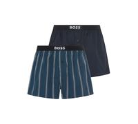 Pyjamashorts BOSS "2P Boxer Shorts EW", Herren, Gr. XL, N-Gr, open blau 480, Web, Obermaterial: 100% Baumwolle, relaxed fit kurz, Hosen, mit Logobund (27098818-XL) open blau 480