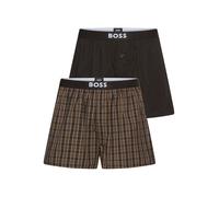Pyjamashorts BOSS "2P Boxer Shorts EW", Herren, Gr. XXL, N-Gr, schwarz (schwarz 002), Web, Obermaterial: 100% Baumwolle, relaxed fit kurz, Hosen, mit Logobund (72152955-XXL) schwarz 002
