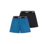 Pyjamashorts BOSS, Herren, Gr. XXL, N-Gr, blau (open blau 462), Jersey, Obermaterial: 100% Baumwolle, unifarben, normal, Hosen, aus Baumwolle, elastischer Bund (49205951-XXL) open blau 462