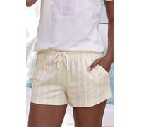 Pyjamashorts, Damen, Gr. 32/34, N-Gr, weiß (gelb, weiß, gestreift), Single Jersey, Obermaterial: 100% Baumwolle, VIVANCE DREAMS BY LASCANA, gestreift, Basic kurz, Hosen, mit zartem Streifenmuster (694