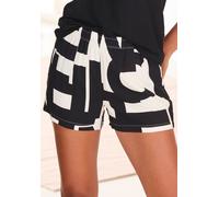 Pyjamashorts FRENCH CONNECTION, Damen, Gr. 42, N-Gr, schwarz-weiß (schwarz, weiß, gemustert), Web, Obermaterial: 100% Viskose, gemustert, loose fit kurz, Hosen, in gewebter Hemdenqualität (24478117-42