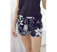 Schlafshorts LASCANA, Damen, Gr. 32/34, N-Gr, bunt (schwarz, allover, geblümt), Single Jersey, Obermaterial: 50% Baumwolle, 50% Viskose, geblümt, bequem kurz, Hosen, mit floralem Druck (49878324-32) s
