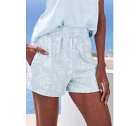 Pyjamashorts LASCANA, Damen, Gr. 34, N-Gr, blau (graublau), Web, Obermaterial: 100% Viskose, bedruckt, gerade kurz, Hosen, mit seitlichen Taschen (84725619-34) graublau