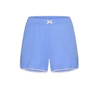 Pyjamashorts LASCANA, Damen, Gr. 36/38, N-Gr, blau, Single Jersey, Obermaterial: 50% Baumwolle, 50% Viskose, unifarben mit Farbeinsatz, Basic, bequem kurz, Hosen, mit Kontrastpaspel am Saum (74021802-