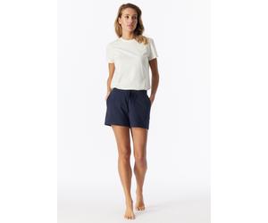 Pyjamashorts SCHIESSER "Mix + Relax", Damen, Gr. 42, N-Gr, 860, tiefblau, Single Jersey, Obermaterial: 95% Baumwolle, 5% Elasthan, kurz, Hosen, Cotton-Mix, Gummizug, Bindeband, seitliche Taschen (5454