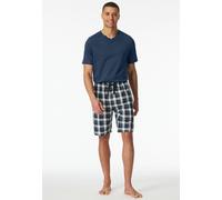 Pyjamashorts SCHIESSER "Mix + Relax", Herren, Gr. 54, N-Gr, grau (913, multicolor 2), Web, Obermaterial: 100% Baumwolle, bequem kniefrei, Hosen, kariert, Gummizug, Bindeband (73875542-54) 913, multico