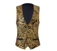 PYJTRL Modische Herren-Weste mit Pailletten, Deep Gold, Small