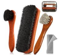 Pylevemv 4 Stück Schuhbürste, Premium Pferdehaarbürste für Leder, professionelle Schuhpolierbürste, langlebige Schuhreinigungsbürste, 100 Prozent Rosshaar, Schuhbürste, Glanz-Kit zum Reinigen und