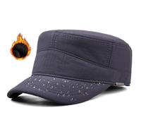 Pyrafox Herren Wasserdicht Winter Military Schildmütze: Cuba Army Basecap Haube, Warme Wintermütze Trappermütze, Baseball Army Cap Kappe, Männer Schildkappen Kopfbedeckung Hut, M L 58 59 60 cm grau