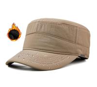 Pyrafox Herren Wasserdicht Winter Military Schildmütze: Cuba Army Basecap Haube, Warme Wintermütze Trappermütze, Baseball Army Cap Kappe, Männer Schildkappen Kopfbedeckung Hut, M L 58 59 60 cm Khaki