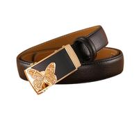 PYWJGZSX Gürtel, Mode Damen Gürtel, Echtes Leder Verstellbarer Gürtel Mit Schmetterlingsmuster Legierung Automatischer Schnallengürtel/Black/110Cm/43.3''