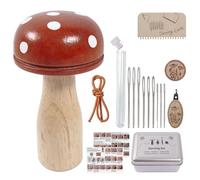 Pzuryhg Darning Mushroom - Wooden Knit Repair Tool Set, Sock Clothing Fabric Mending Aid with Smooth Handle Steel Needles Included, Ideal for Embroidery Weaving DIY Crafts