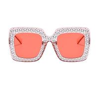 Pzuryhg Oversized Sunglasses - Rhinestone Square Fashion Shades, UV Protective Glitter Eyewear with Accent Styling, Lightweight Comfort Wear Design, Ideal for Parties Travel Outdoor Events