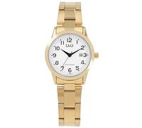 Q&Q Damen-Uhr Edelstahl Gliederarmband Datum 3 Bar Analog Quarz (goldfarbig)