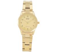 Q&Q Damen-Uhr Edelstahl Gliederarmband Datum 3 Bar Analog Quarz (goldfarbig)