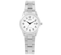 Q&Q Damen-Uhr Edelstahl Gliederarmband Datum 3 Bar Analog Quarz (silberfarbig)