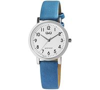 Q&Q Damen-Uhr Kunstleder Armband Dornschließe Datum 3 Bar Analog Quarz (blau)