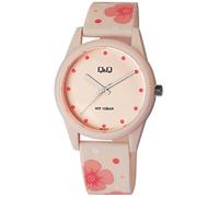 Q&Q Damen-Uhr Silikon Dornschließe 10 Bar rosa Floral Analog Quarz V08A-004VY