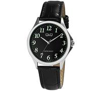 Q&Q Herren-Uhr Kunstleder Armband Dornschließe 3 Bar Analog Quarz (schwarz schwarz grün)