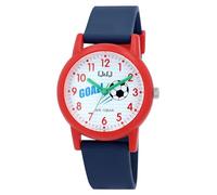 Q&Q Kinder-Uhr Silikon 10 Bar Motiv bunt Lernuhr Analog Quarz (blau weiß)