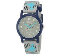 Q&Q Kinder-Uhr Silikon 10 Bar Motiv bunt Lernuhr Analog Quarz (grau blau)