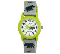 Q&Q Kinder-Uhr Silikon 10 Bar Motiv bunt Lernuhr Analog Quarz (grau grün)