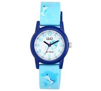 Q&Q Kinder-Uhr Silikon 10 Bar Motiv bunt Lernuhr Analog Quarz (hellblau blau)