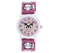 Q&Q Kinder-Uhr Silikon 10 Bar Motiv bunt Lernuhr Analog Quarz (pink weiß)