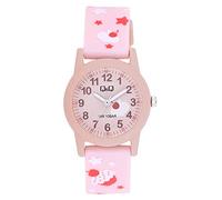 Q&Q Kinder-Uhr Silikon 10 Bar Motiv bunt Lernuhr Analog Quarz (rosa rosa)