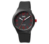 Q&Q Herren-Uhr Silikon Dornschließe 10 Bar Analog Quarz (schwarz rot)